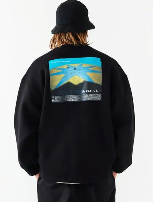 極美品FAT×Sbオーバーサイズ スウェットカーディガン 黒 SKINNY(L)