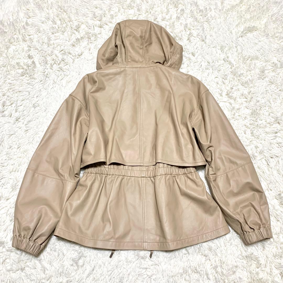 美品✨グレースコンチネンタル ライト レザー ブルゾン ドローコード フリル