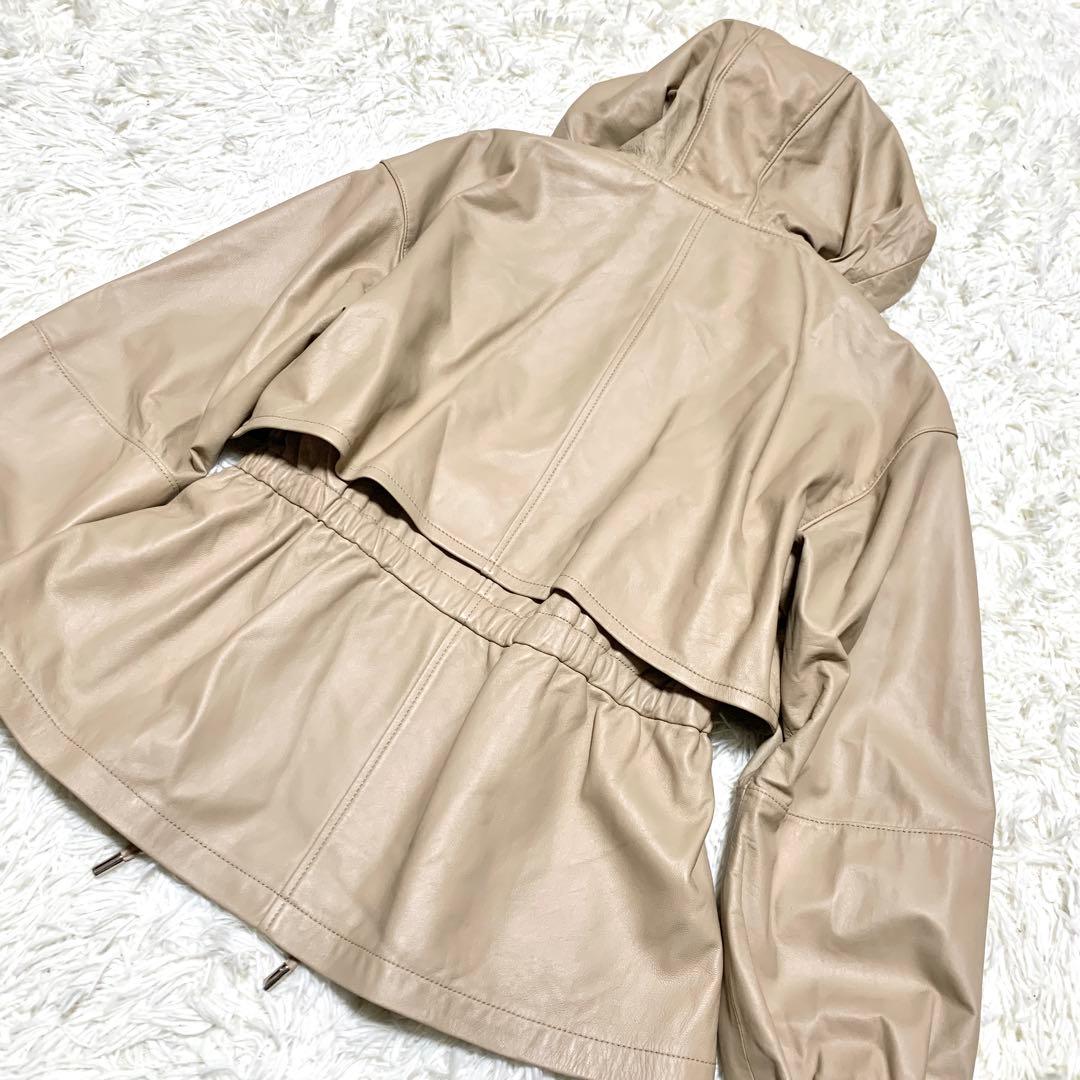 美品✨グレースコンチネンタル ライト レザー ブルゾン ドローコード フリル
