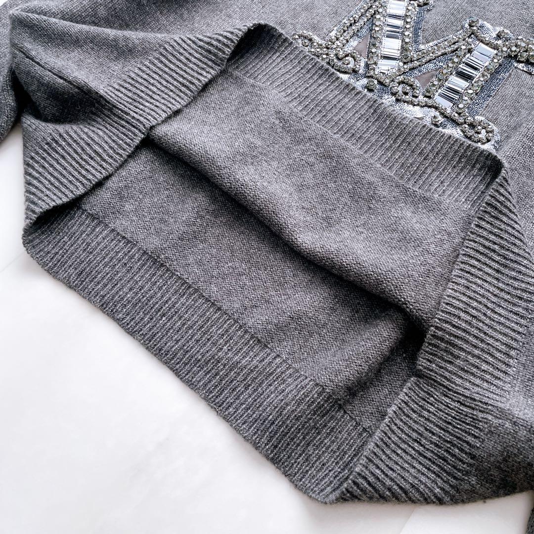 近年✨マックスマーラ PALATO カシミヤ混ウール ニット グレー Mロゴ