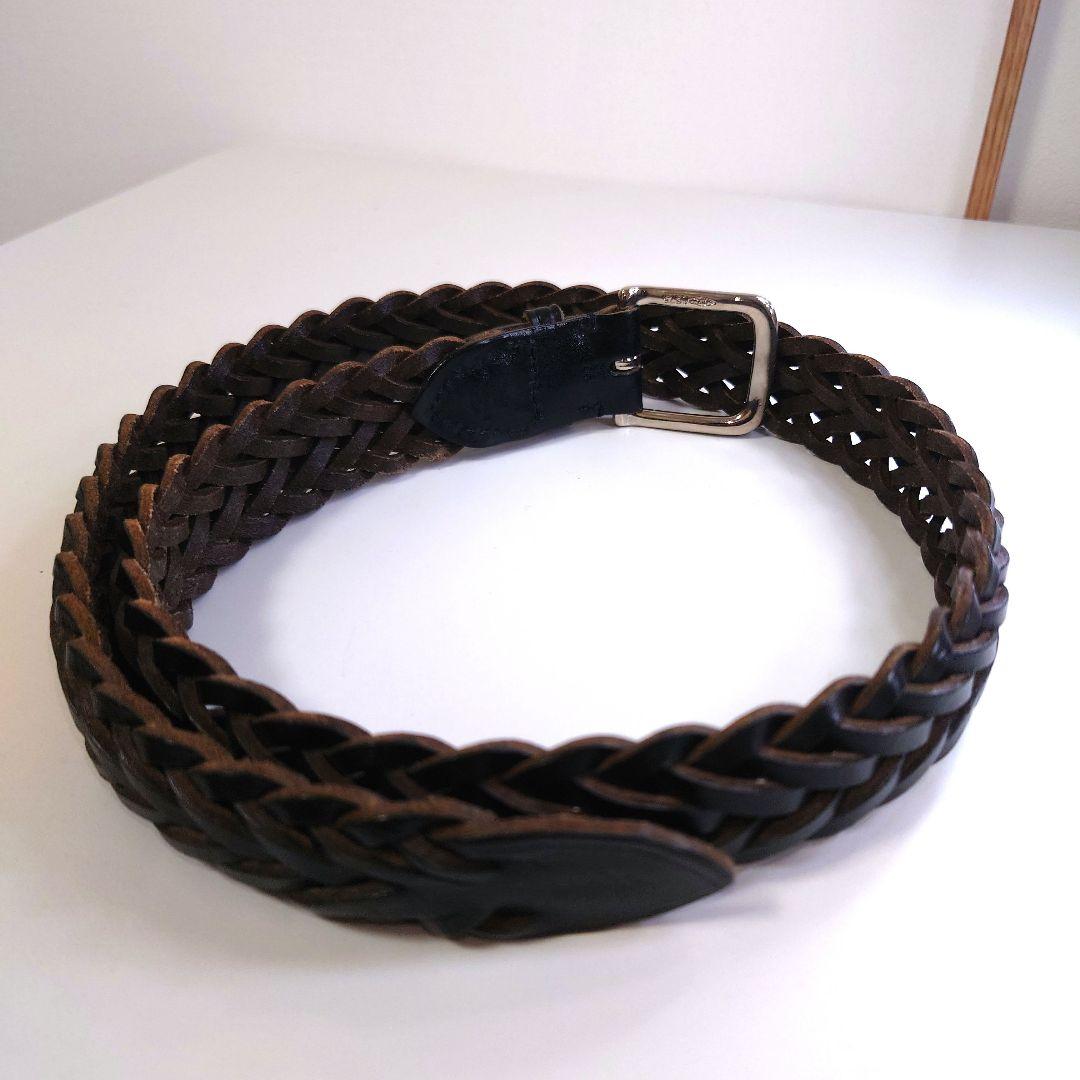 ホワイトハウスコックス P1127 レザー メッシュベルト ブラック 32/80