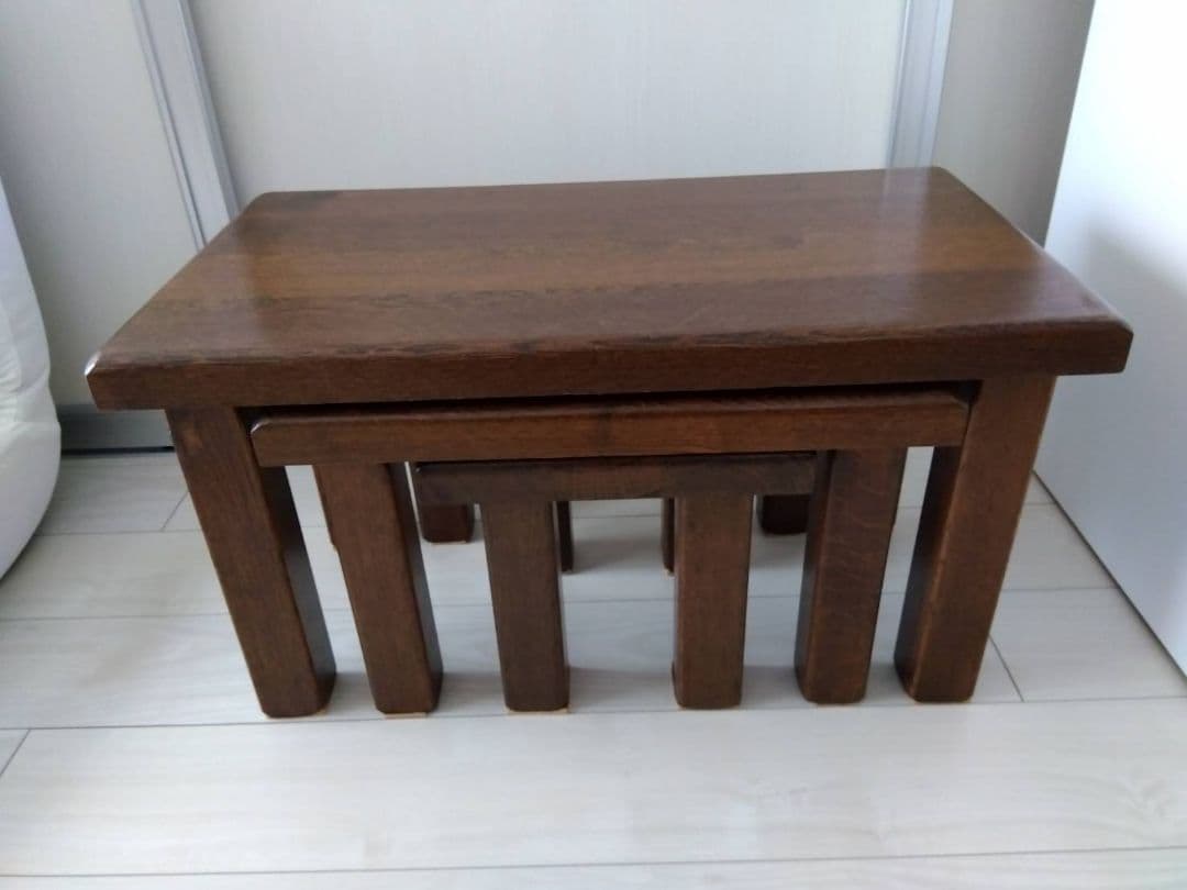 オランダ製　木製ネストテーブル 3段セット ダークブラウン