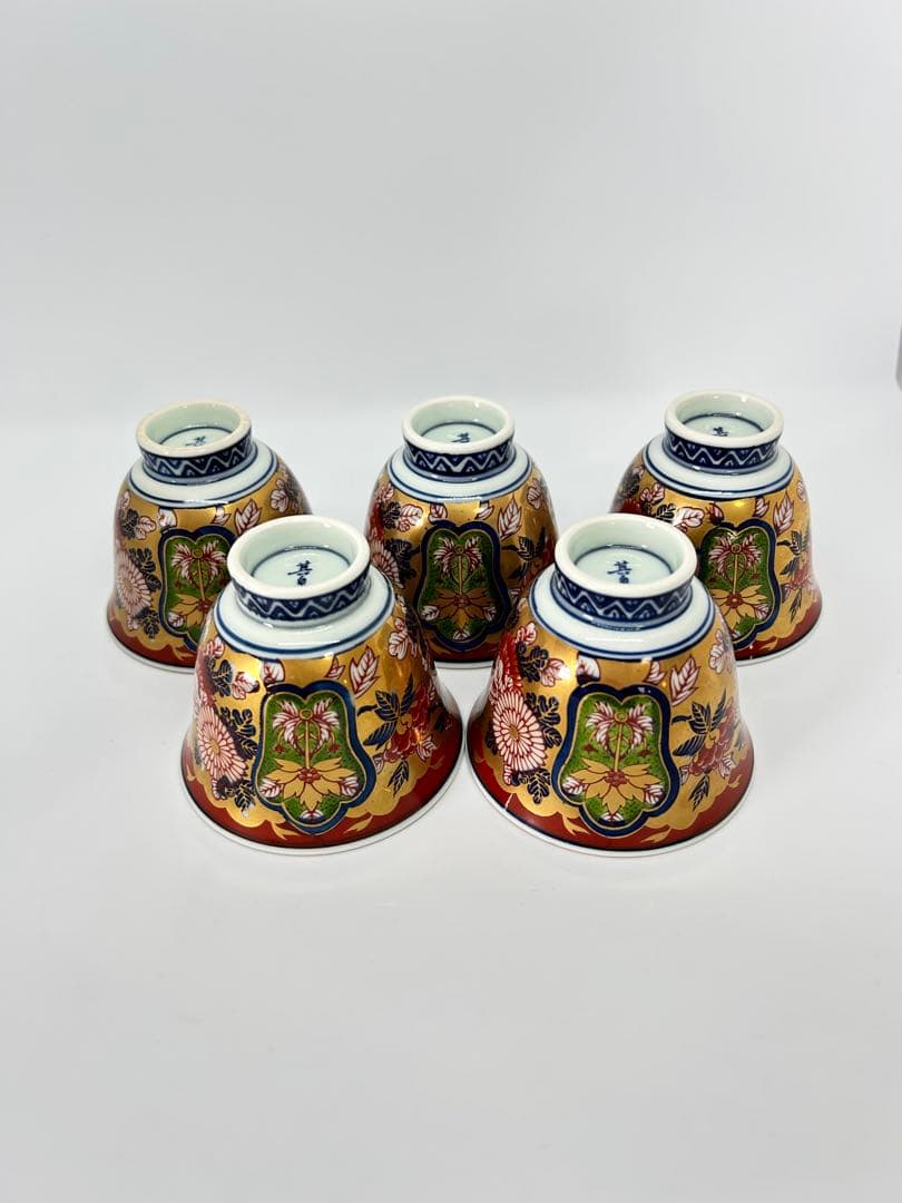 大特価　賞美堂 日肥其泉作 極錦金彩古伊万里 煎茶碗揃　有田　其泉窯　5客　汲出