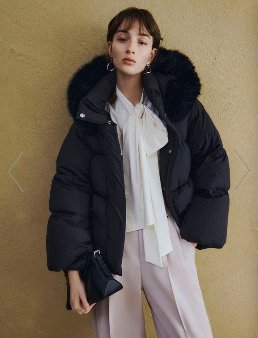 完売⭐︎フレイアイディー フードファーショートダウンコート　黒 ブラック 0 S