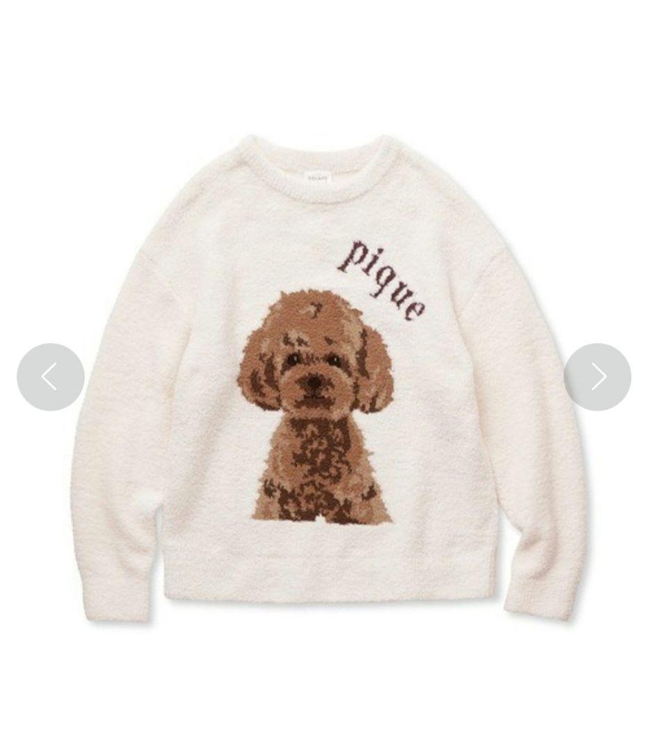 ジェラートピケ パウダーDOG3柄ジャガードプルオーバー＆ロングパンツSET