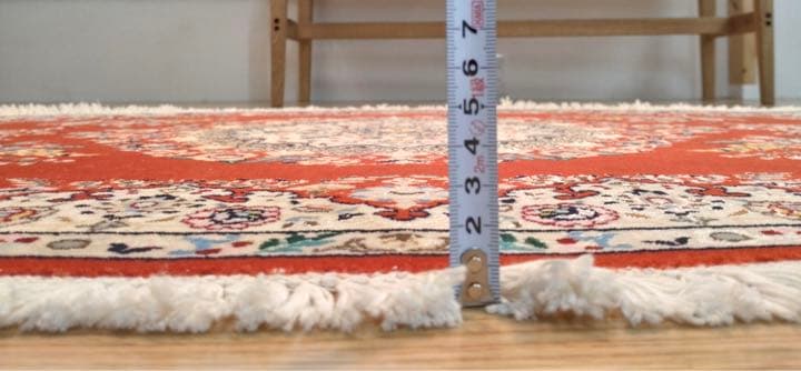 ペルシャ　ナイン産　書斎　玄関　140×94 楕円形　茜色　花束