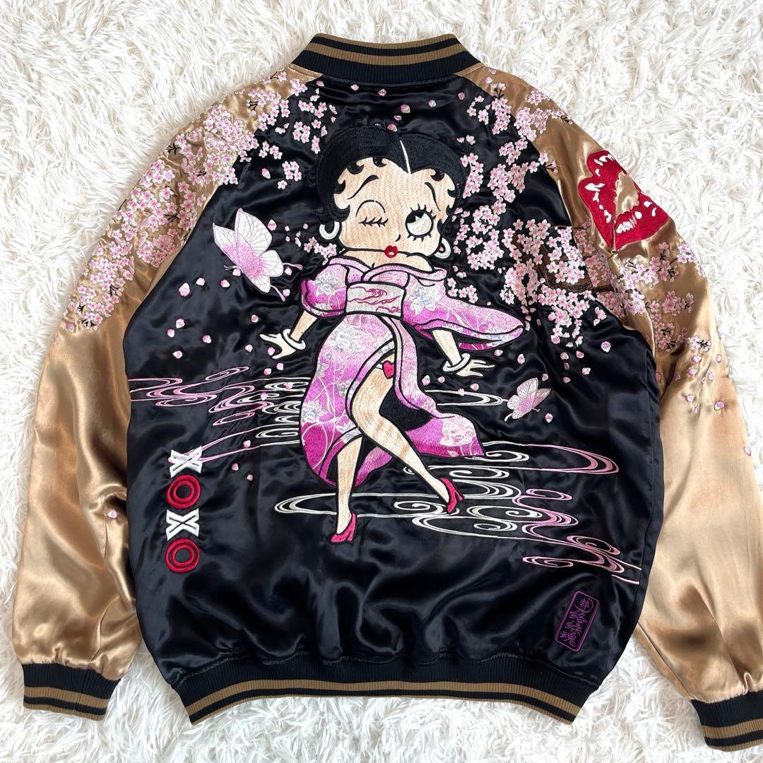 美品☆ 絡繰魂　ベティ　スカジャン　刺繍　XXL 桜　和柄