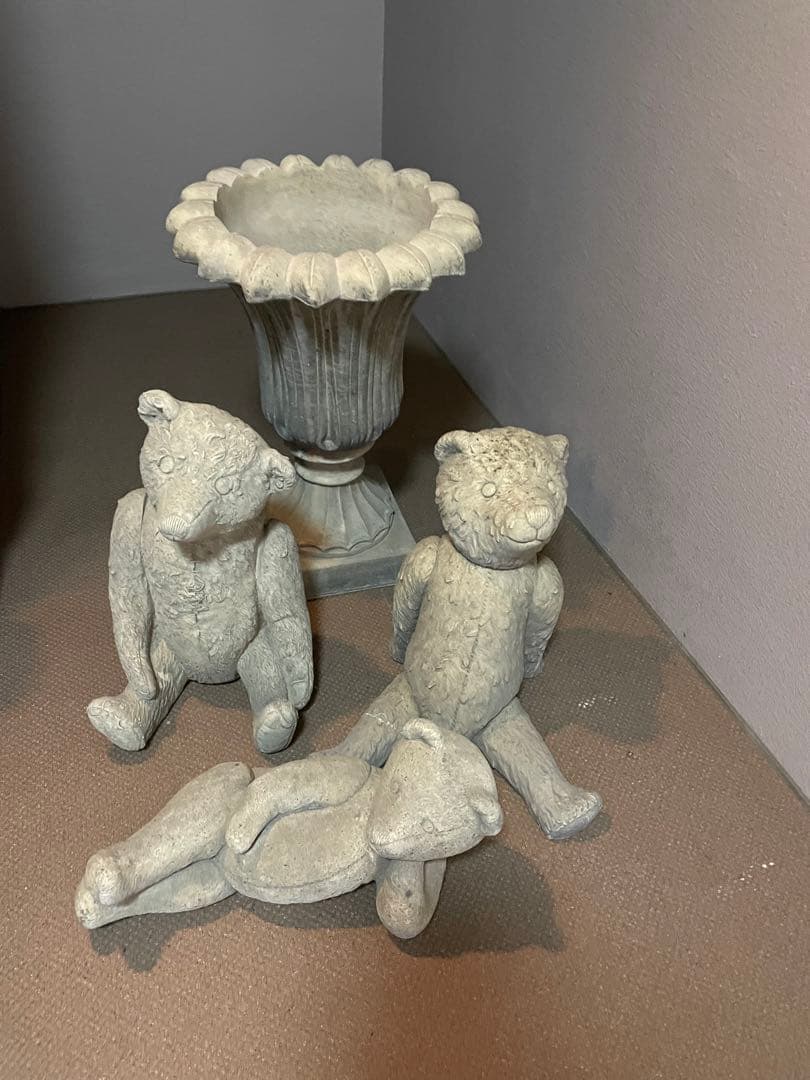 テディーベアー(熊3体＋鉢)