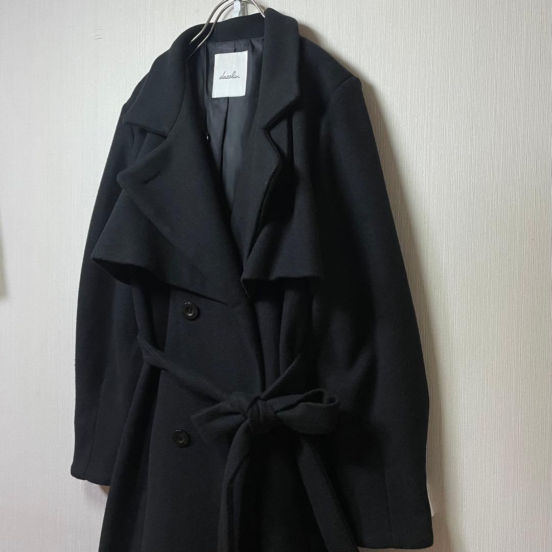 dazzlin 2WAYカラーレディロングコート 黒 M ベルト付