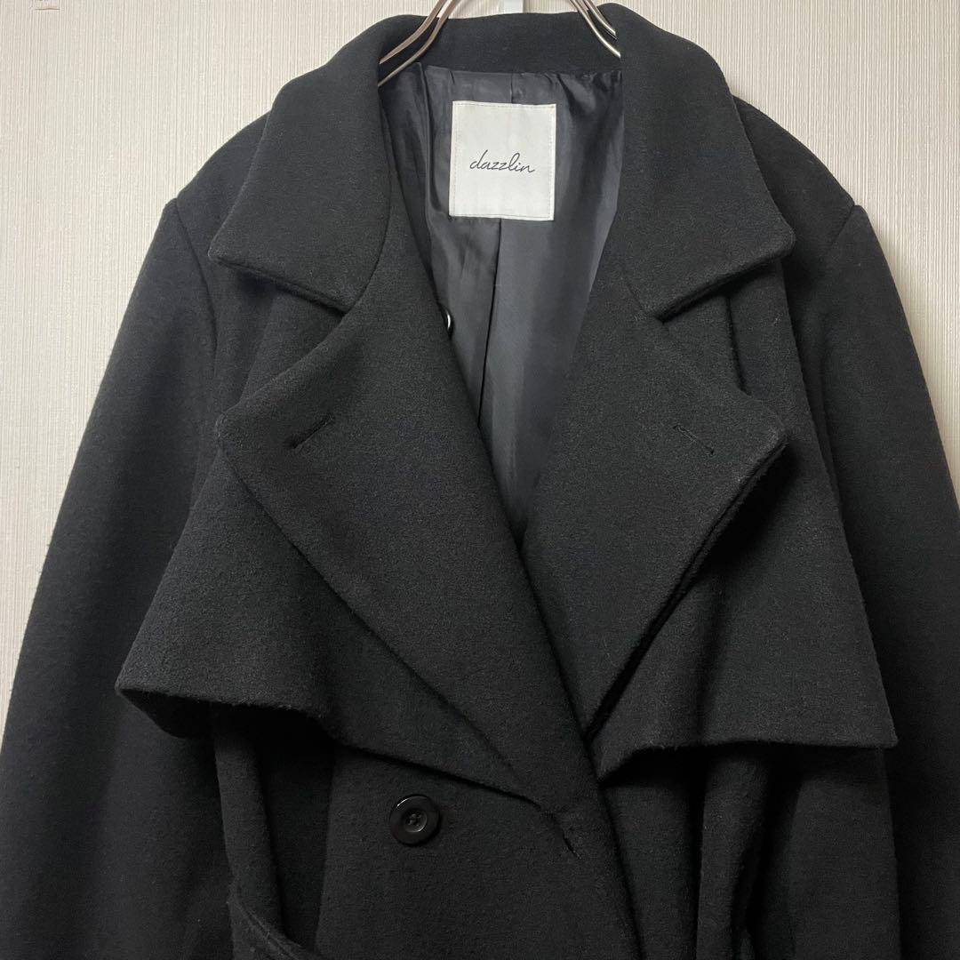 dazzlin 2WAYカラーレディロングコート 黒 M ベルト付
