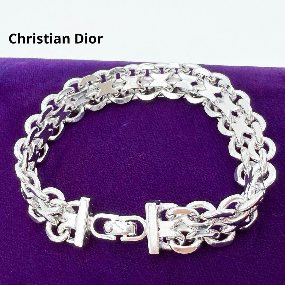 美品 ディオール CD ICON チェーンリンクブレスレット シルバー 19cm