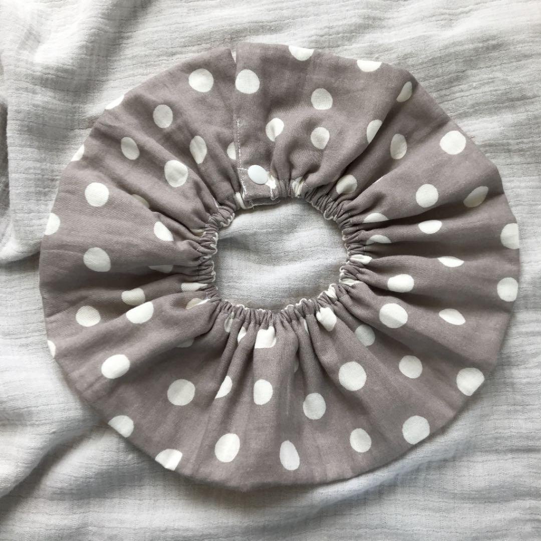 再販★グレージュドット×ミルク★ シンプル　リバーシブル　スタイ