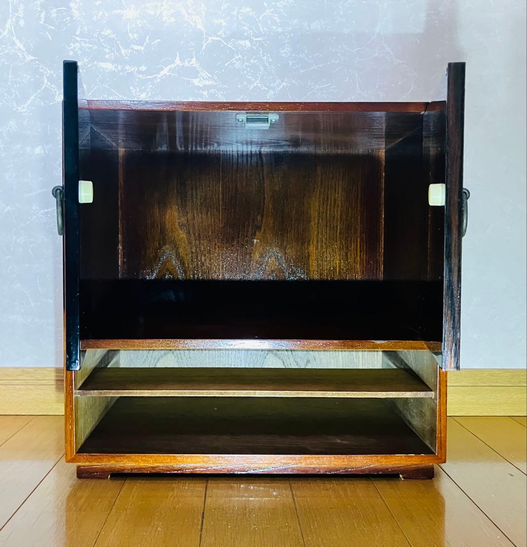 扇子模様の木製箪笥　時代箪笥　民芸箪笥　昭和レトロ　装飾金具　整理箪笥　桐箪笥