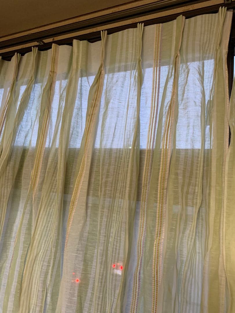 特価超美品フィスバカーテンfisba薄グリーン刺繍入1枚