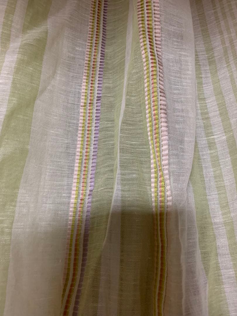 特価超美品フィスバカーテンfisba薄グリーン刺繍入1枚