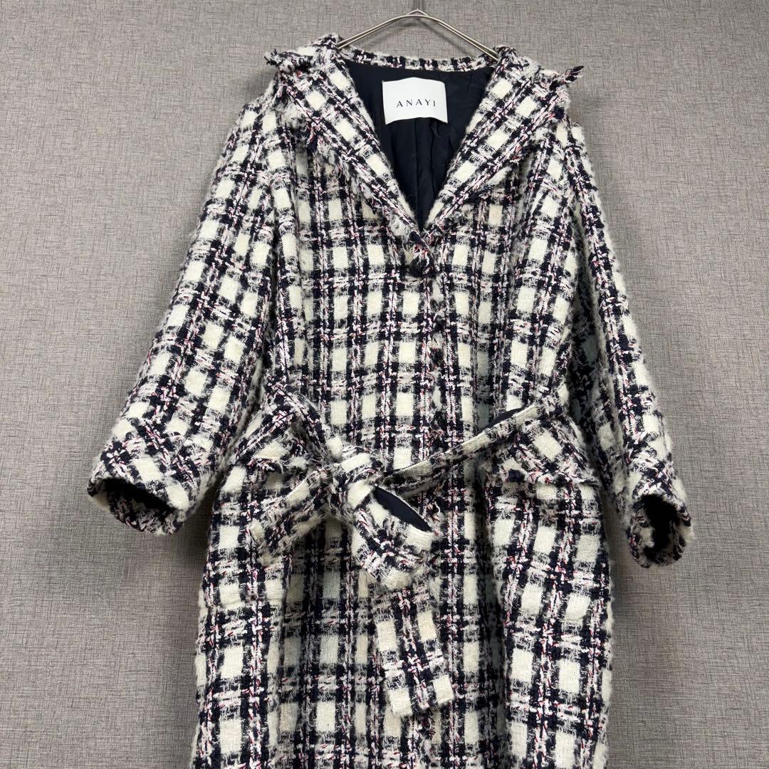 美品　ANAYI アナイ　ツイード　ベルト付き　コート　新タグ