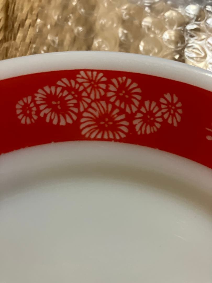 値下げ　レトロ　パイレックス　レッドローレル　ディナープレート