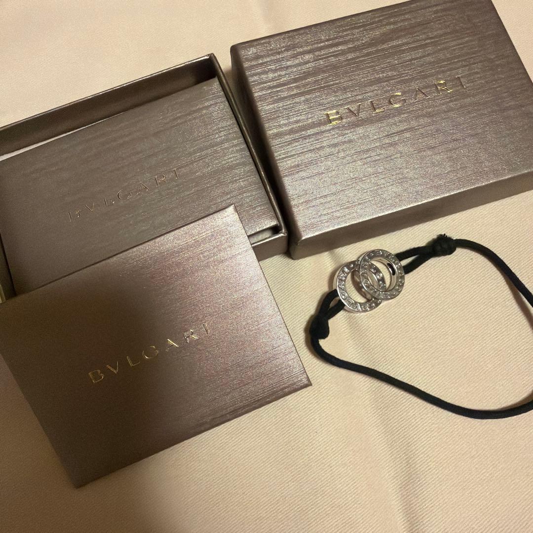 BVLGARI ダブルリング レザーブレスレット