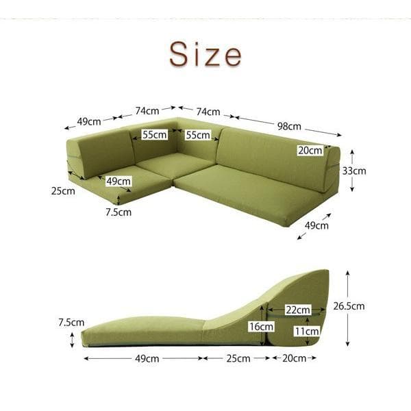 最安値！新品！送料込み！ ローソファー 3人掛け ソファーベット カウチ 15