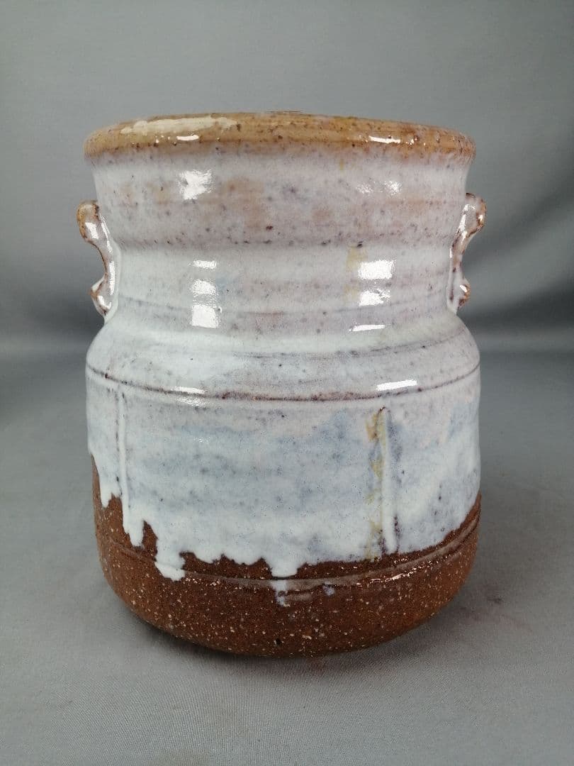 【茶事具】橘正峰造　萩焼耳付き水指　水指413