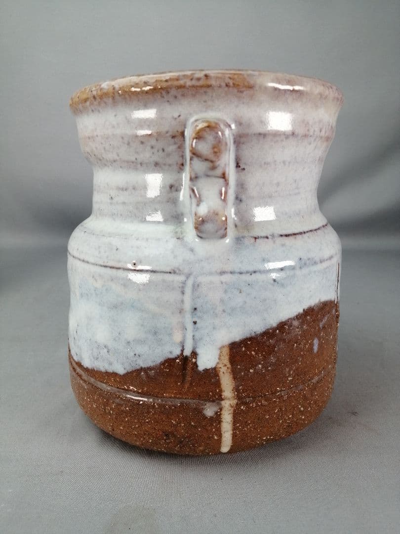 【茶事具】橘正峰造　萩焼耳付き水指　水指413