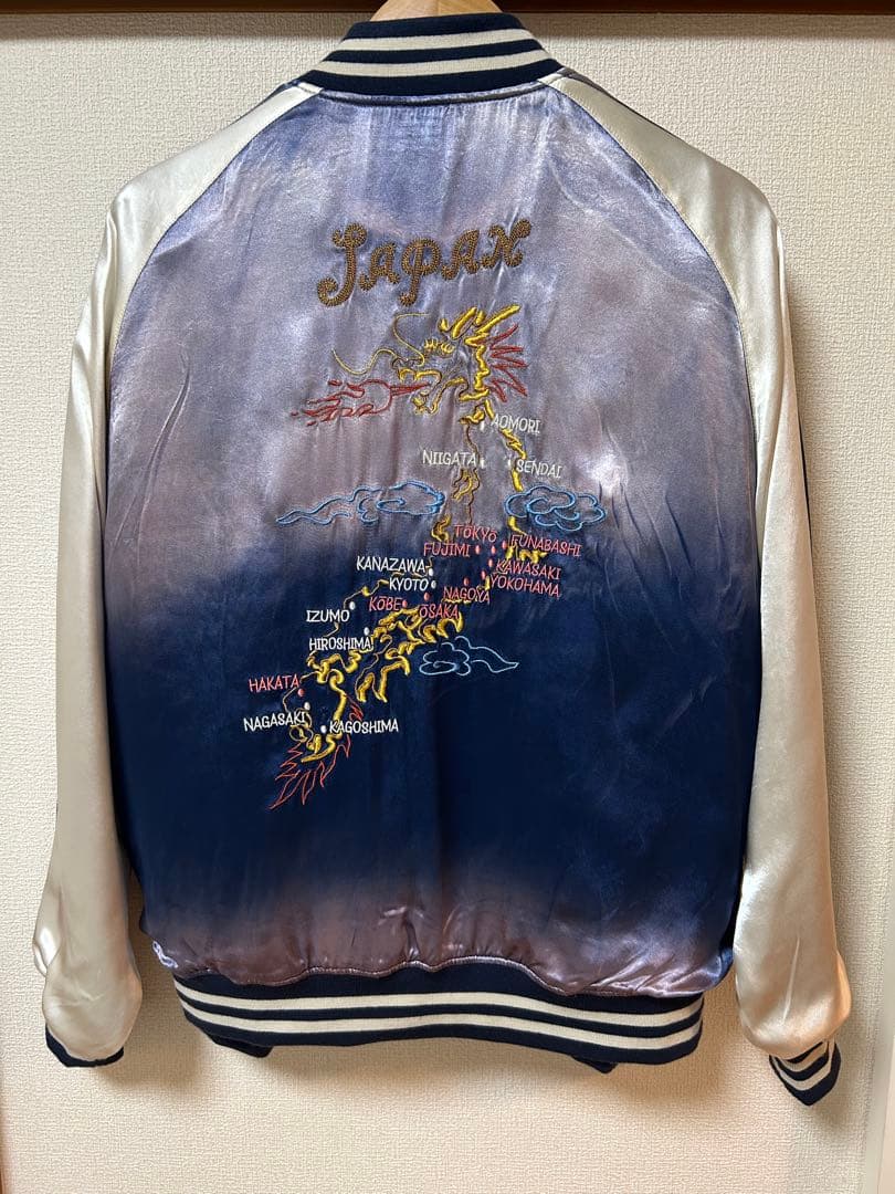 Schott スカジャン L ネイビー/シルバー