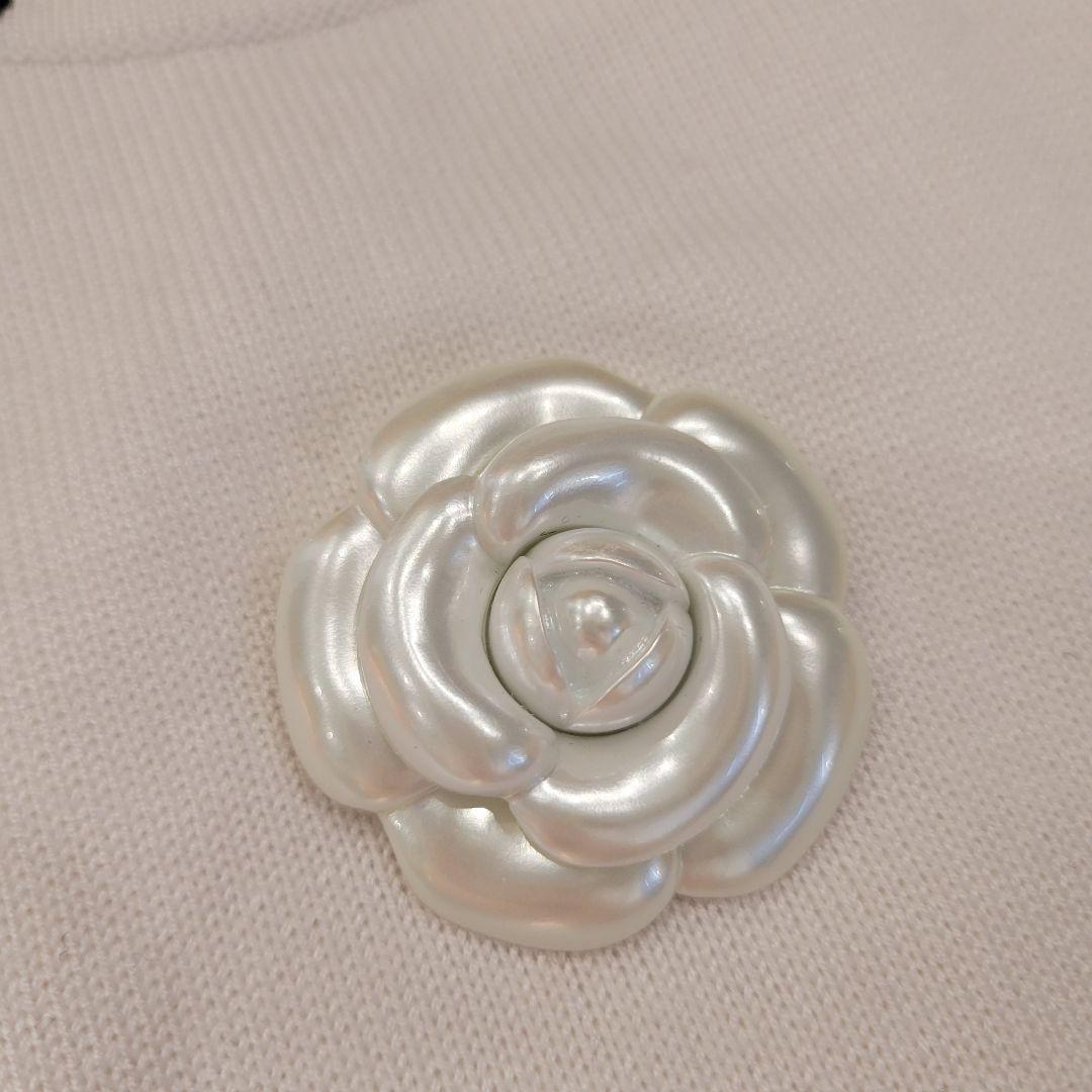 CHANEL　シャネル　ココマーク　刺繍　ニット　長袖　トレーナー　ホワイト