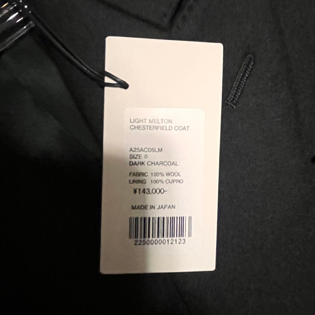 【即完売】25FW LIGHT MELTON CHESTERFIELD COAT