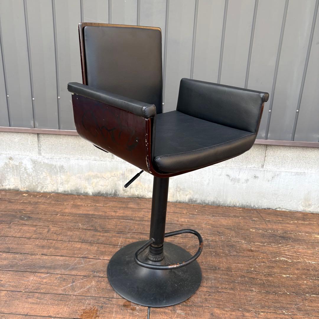 ③ 北欧レトロ 木製フレーム カウンターチェア バーチェア 古家具 ビンテージ