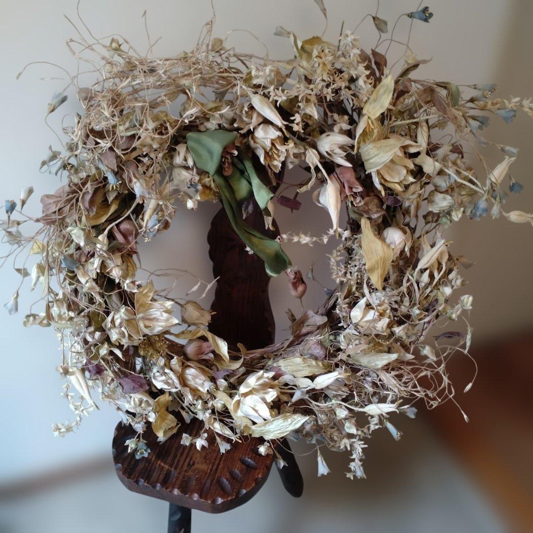 よ*☆様 アンティーク布花リース　手作り　手芸　巾80cm