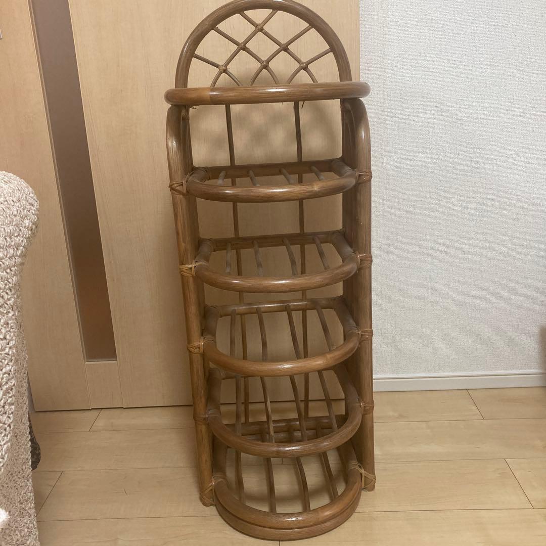 ラタン製アーチ型5段ラック ブラウン