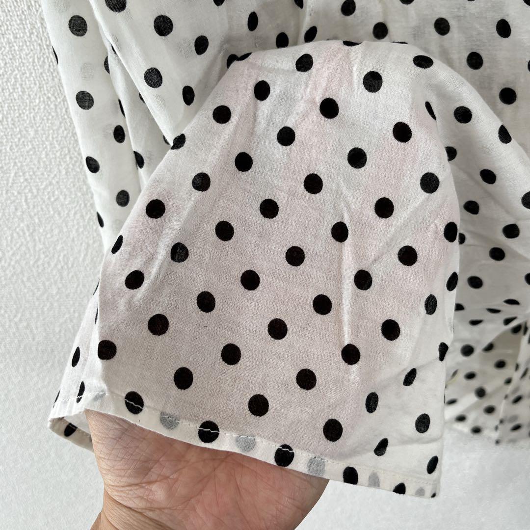 ズッカ　ZUCCA 【M】水玉模様 フリル付きシャツ カジュアル　透け感　シアー