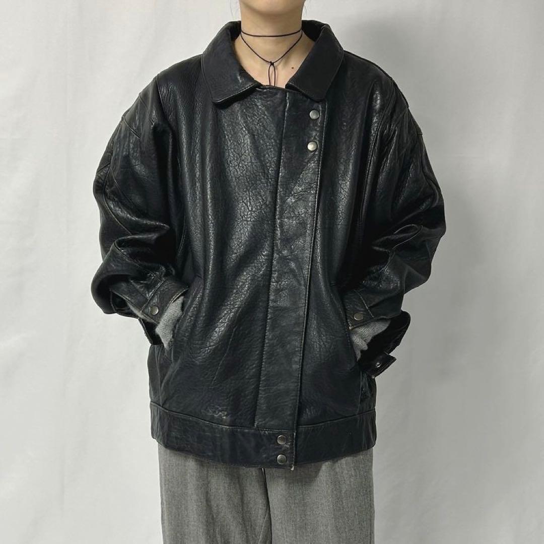 inou 高円寺　ブラックレザーブルゾン