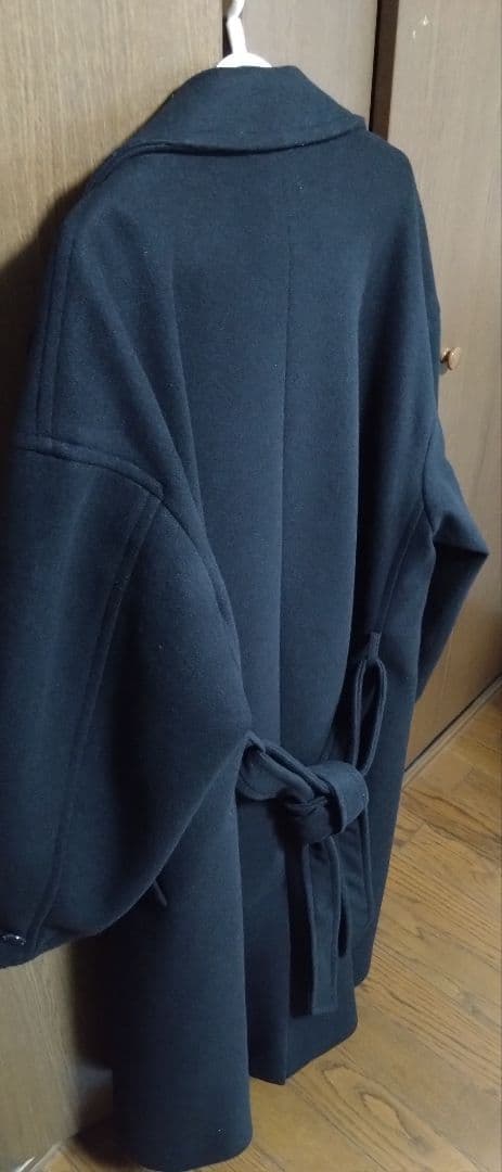 CLEL テックメルトンルーズダブルチェスターコート ブラック L