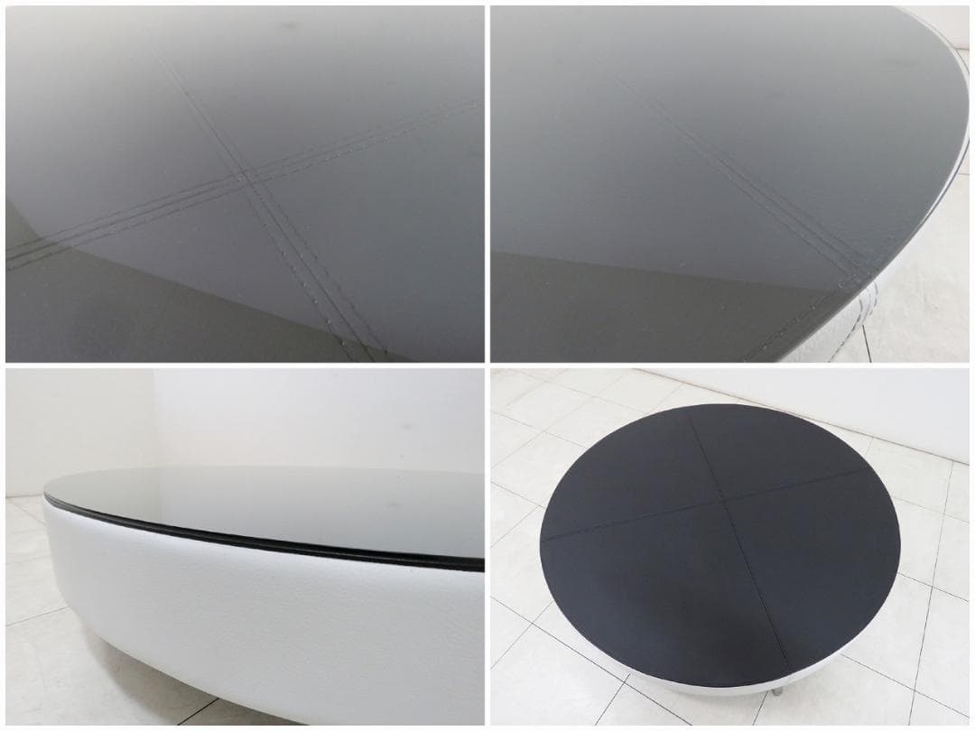 イタリア フォルメンティ 本革 ラウンド コーヒーテーブル センター リビング