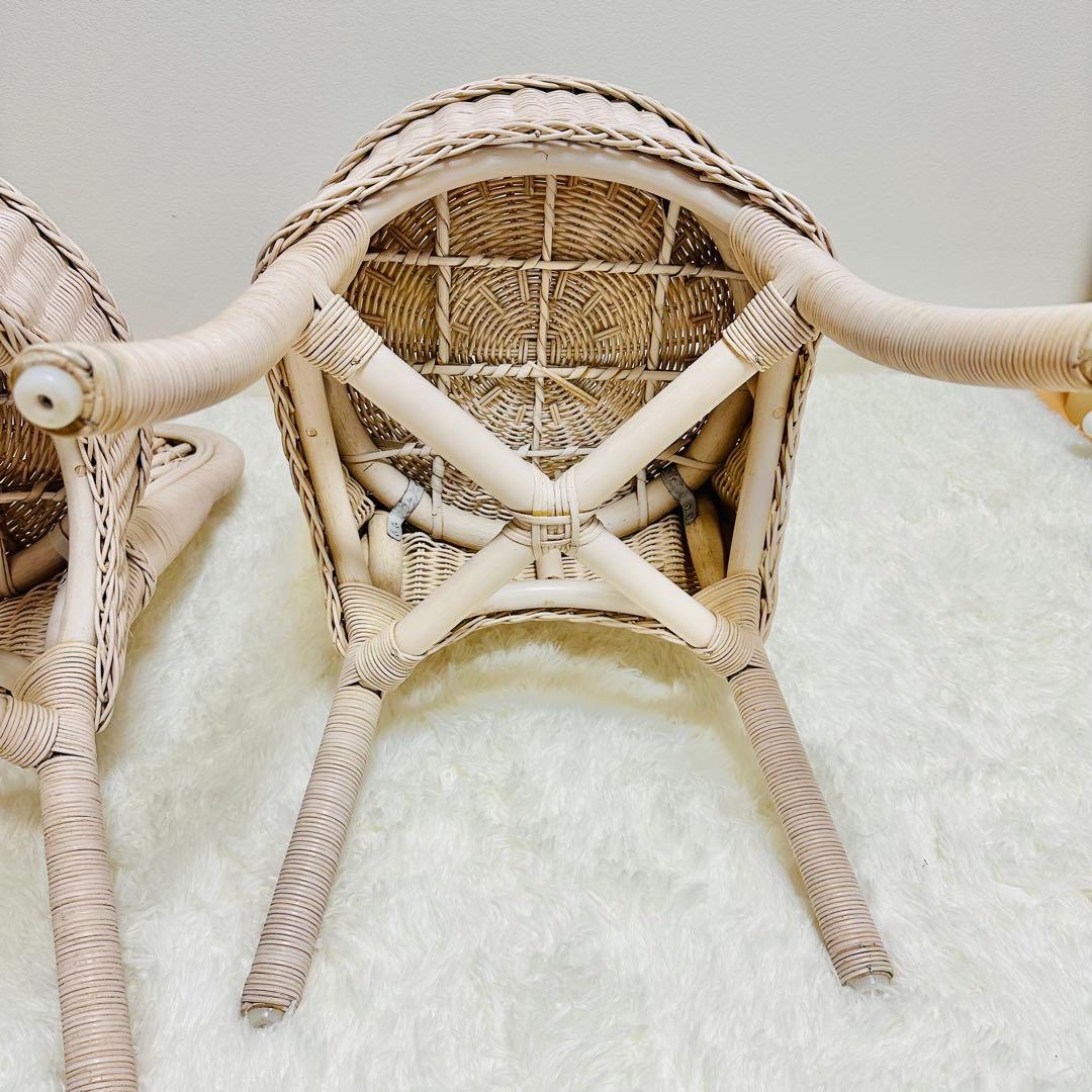 ラタン 籐 ホワイトラタン アンティーク 椅子 チェア 2脚セット