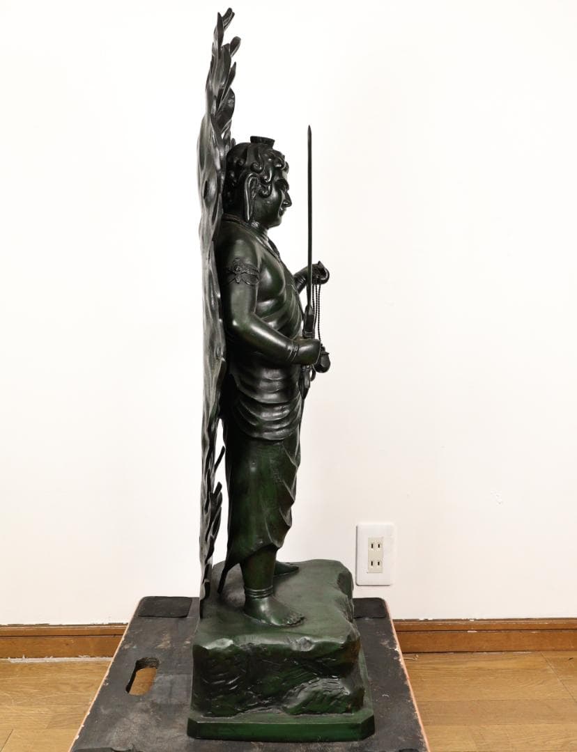 本物保証　般若純一郎 作　「 不動明王立像 」 ブロンズ　高98㎝　重27.5㎏