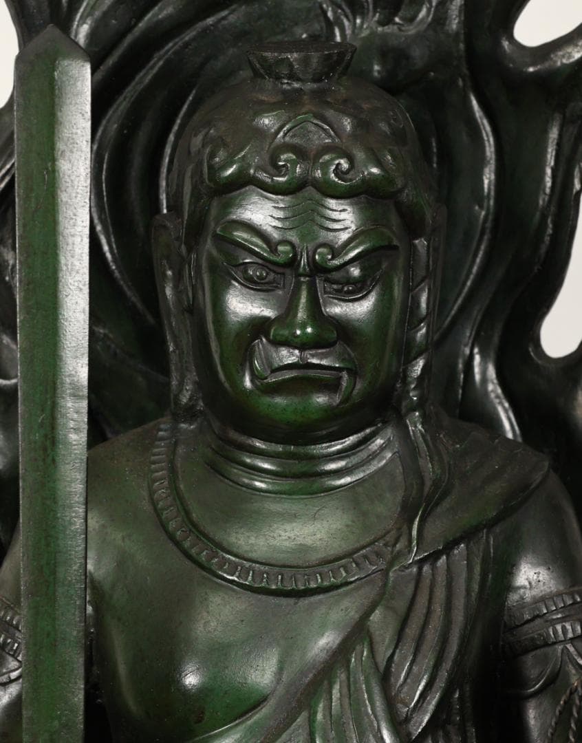 本物保証　般若純一郎 作　「 不動明王立像 」 ブロンズ　高98㎝　重27.5㎏