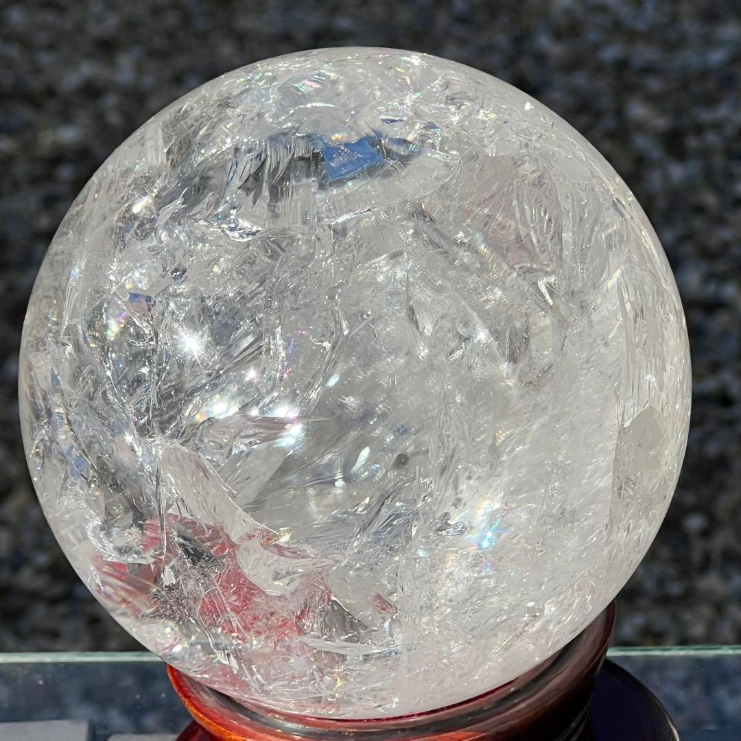 ✳️極宝品✨超絶美麗の美しさ✨超美麗宝珠✨レインボー 水晶 丸玉 天然石 鑑別書付