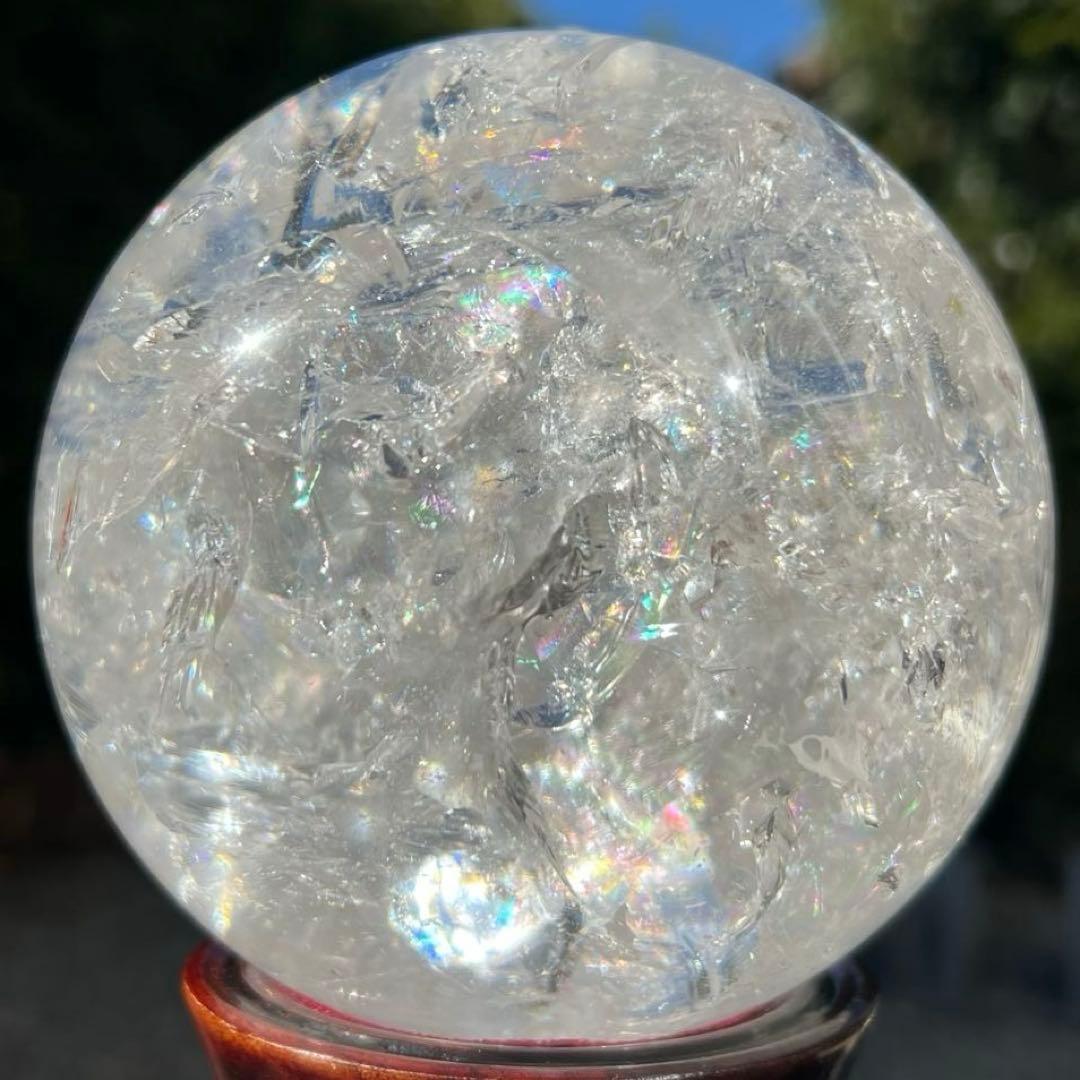 ✳️極宝品✨超絶美麗の美しさ✨超美麗宝珠✨レインボー 水晶 丸玉 天然石 鑑別書付