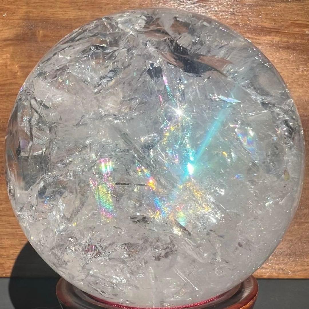 ✳️極宝品✨超絶美麗の美しさ✨超美麗宝珠✨レインボー 水晶 丸玉 天然石 鑑別書付