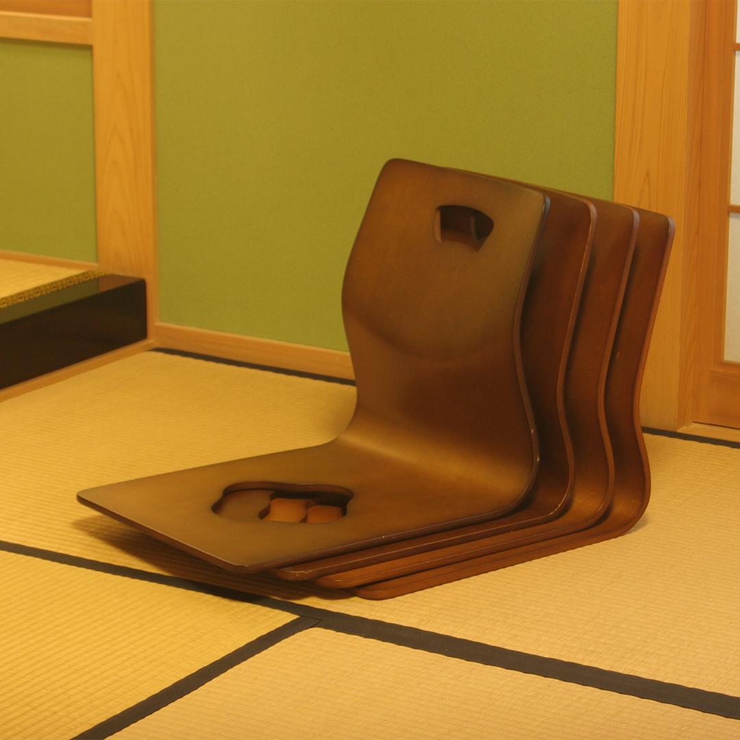 【4点セット】天然木 和風 木製座椅子 ブラウン W40
