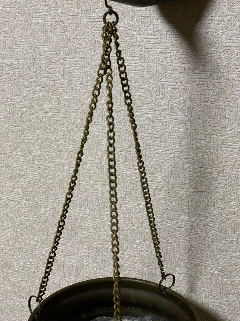 アンティーク　真鍮製？　吊り下げボール　プラントホルダー　ハンギングバスケット