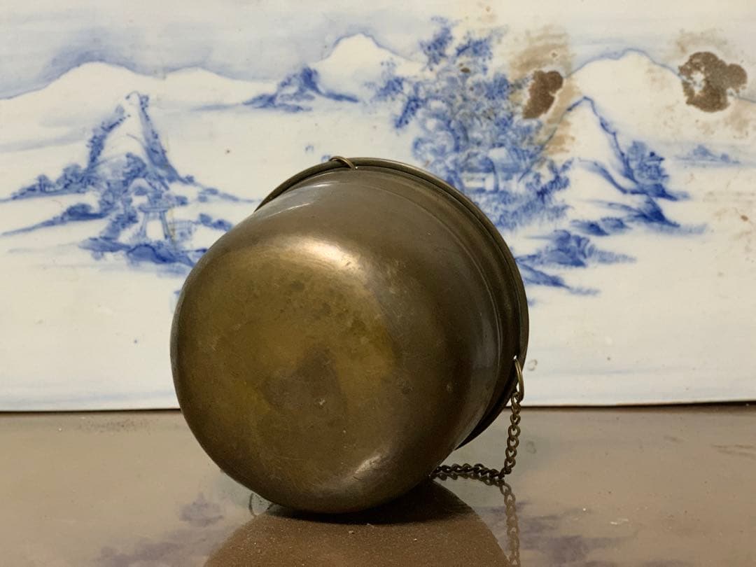 アンティーク　真鍮製？　吊り下げボール　プラントホルダー　ハンギングバスケット