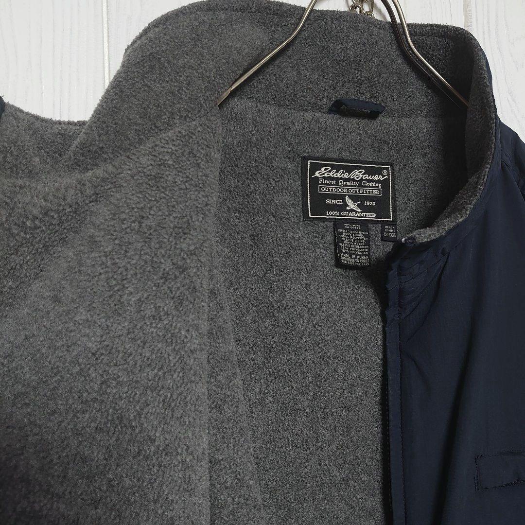 人気 エディーバウアー ナイロン ジャケット 2XL ネイビー 裏フリース 古着