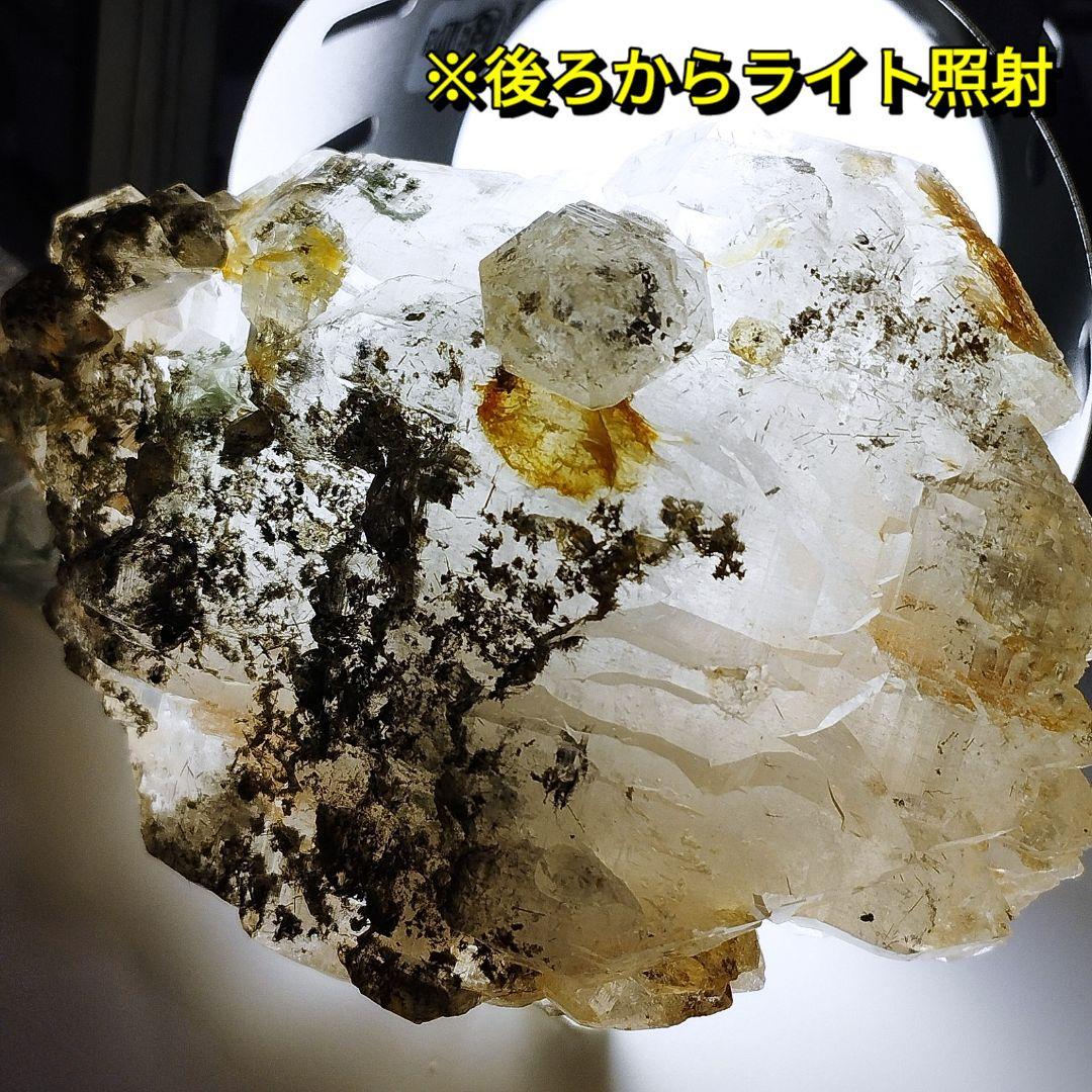 ①マニハール産 ヒマラヤ水晶 原石 クラスター カテドラル トルマリン ルチル