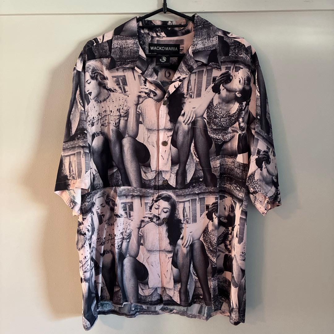 WACKO MARIA アロハシャツ モノクロプリント