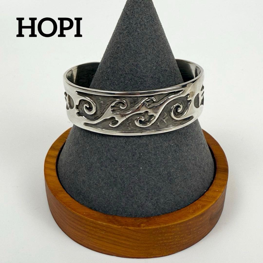 テツHOPI オーバーレイ ウェーブシルバーバングル　リング　2点セット