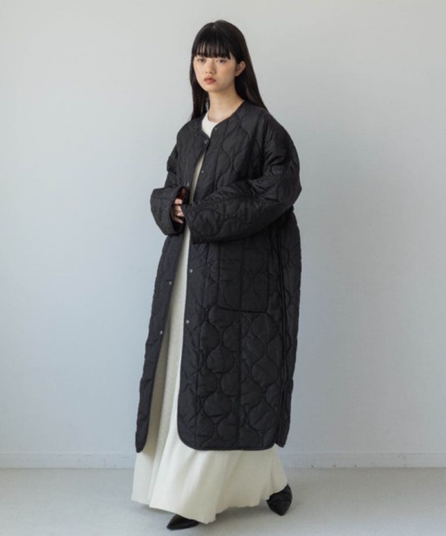 yuwリバーシブルバイカラーキルティングコート