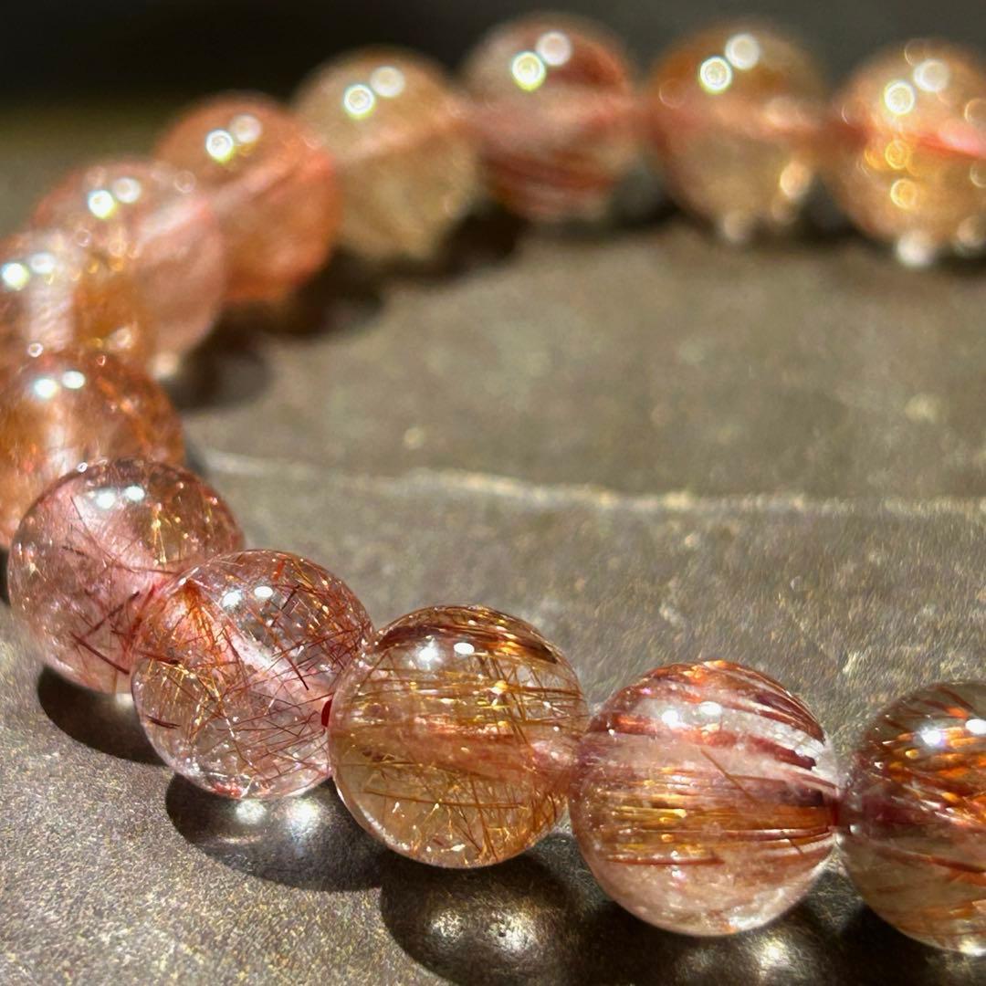 ☆こーりん様！レッド　ゴールド　ルチル ブレス　財福大黒宝珠⑩！良縁引き寄せ